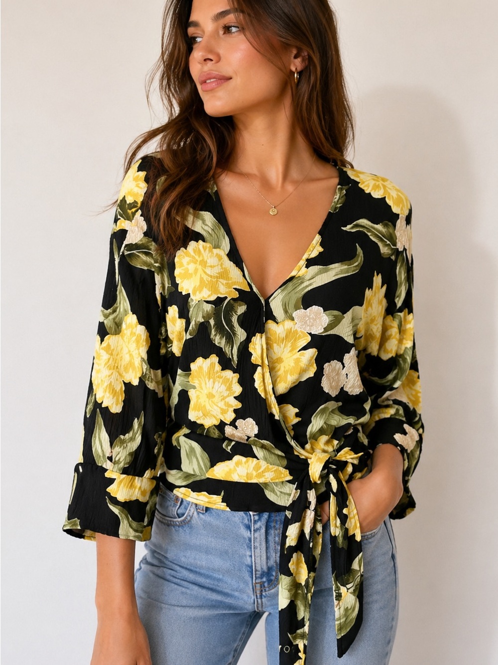 {Zara} Floral Wrap Top